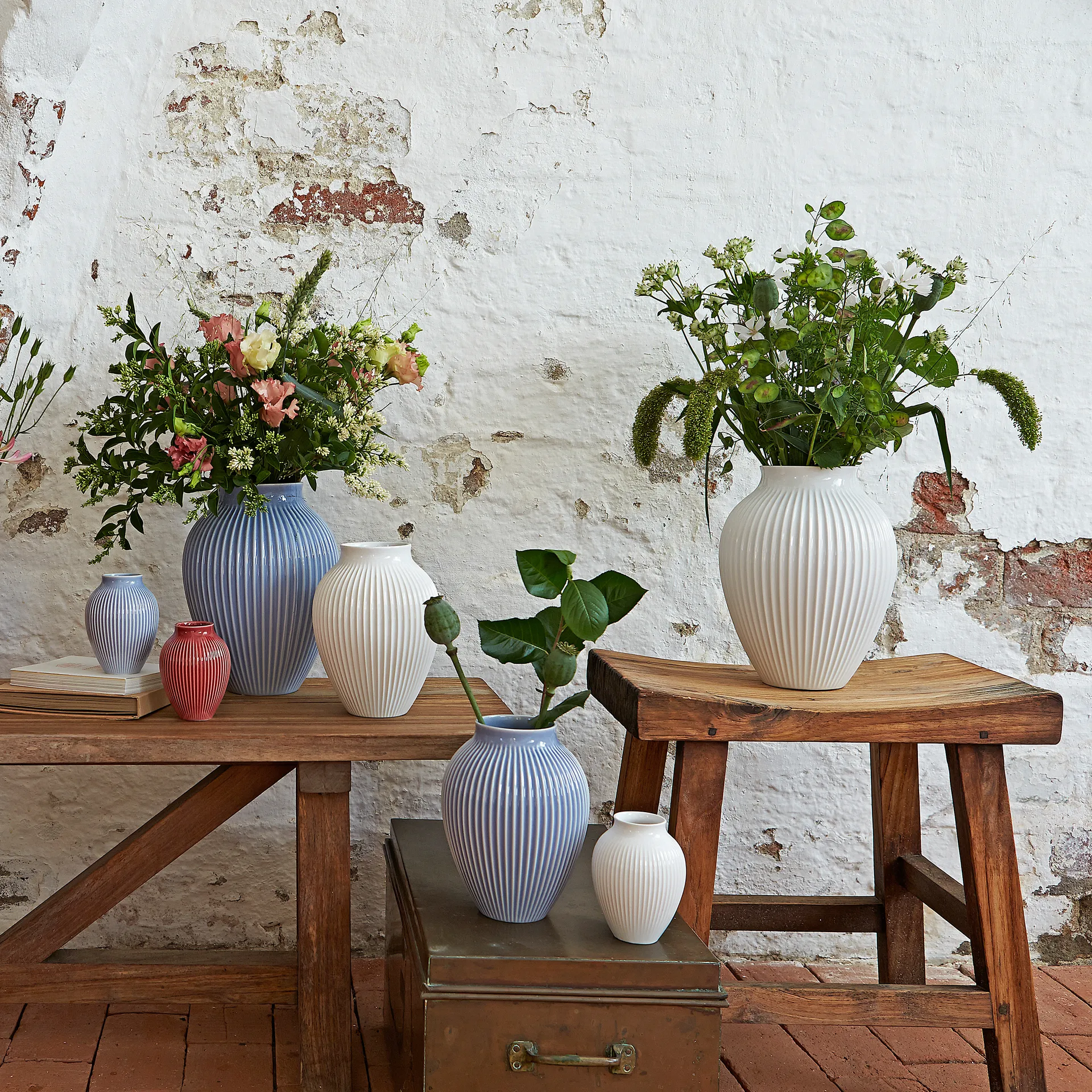 Knabstrup Vase geriffelt 27cm, Lavendelblau Knabstrup Keramik