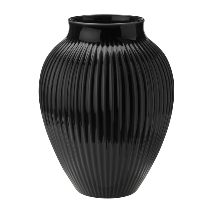 Knabstrup Vase geriffelt 27cm, Schwarz Knabstrup Keramik