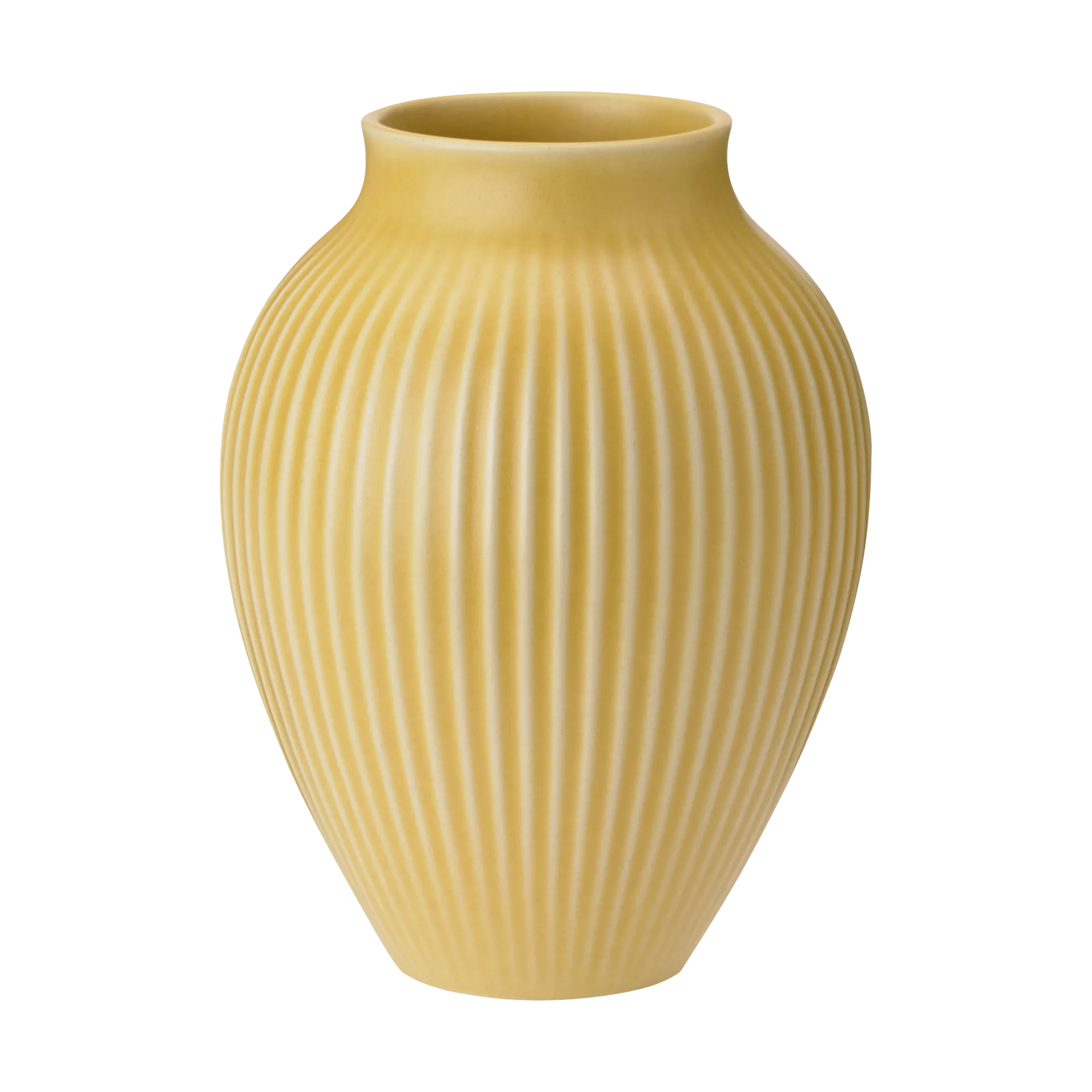 Knabstrup Vase geriffelt 27cm, Yellow Knabstrup Keramik
