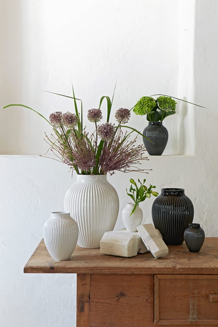 Knabstrup Vase gerippt 35cm, Weiß Knabstrup Keramik