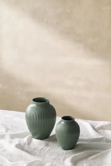 Knabstrup Vase Ripple matt celadon green - 20 cm - Knabstrup Keramik