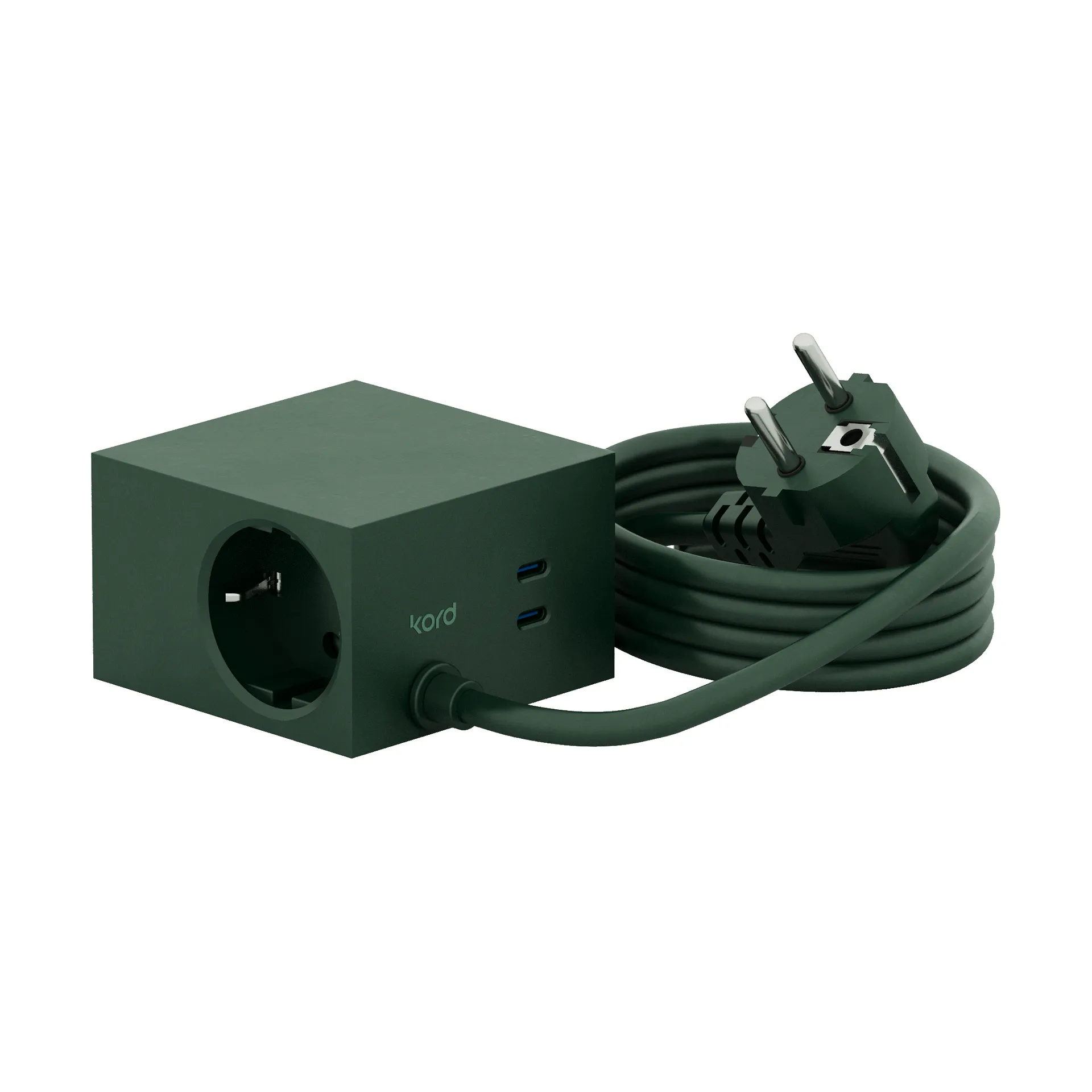Cuboid+ Steckdose USB-C 30W 2 m, Dark Green Kord