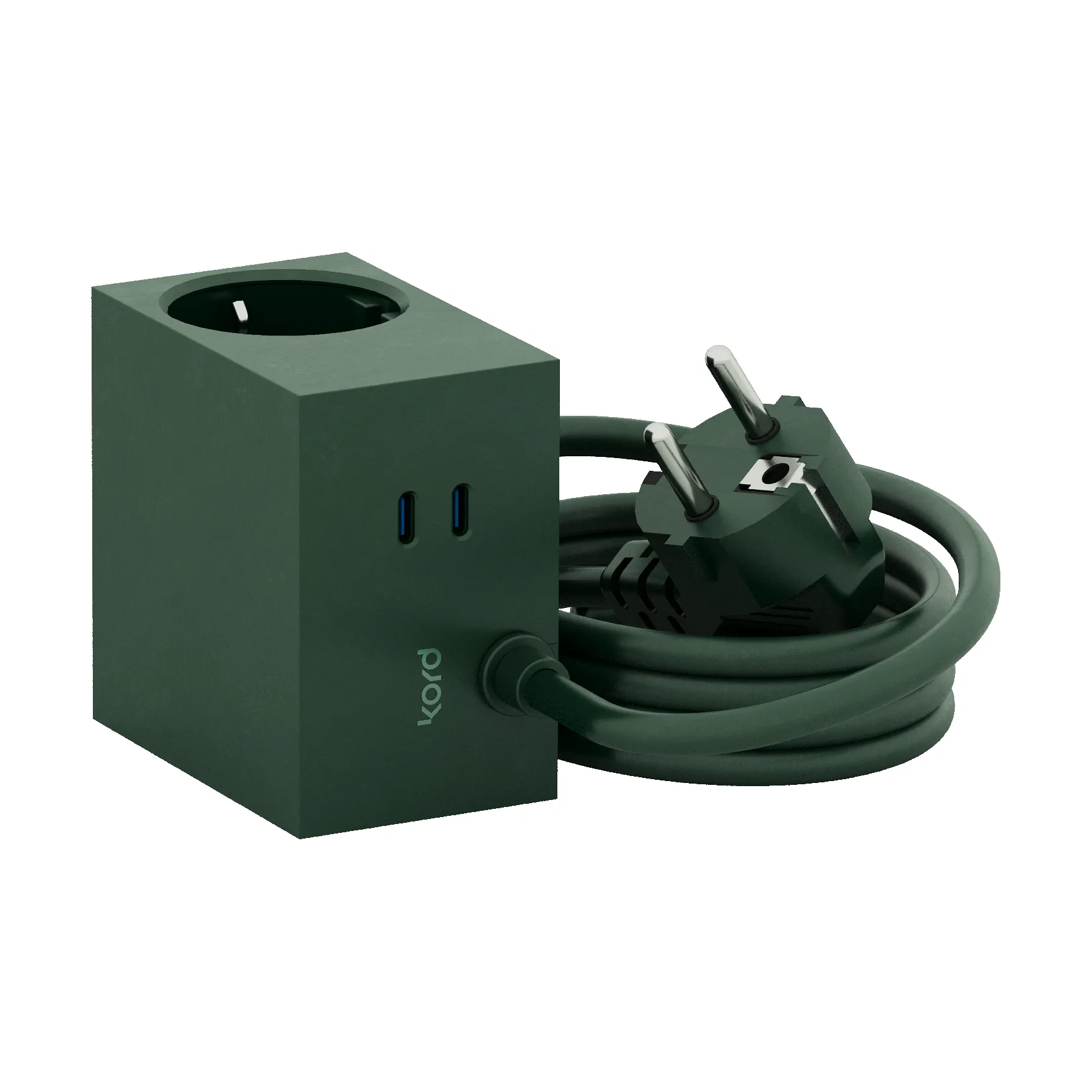 Cuboid+ Steckdose USB-C 30W 2 m, Dark Green Kord