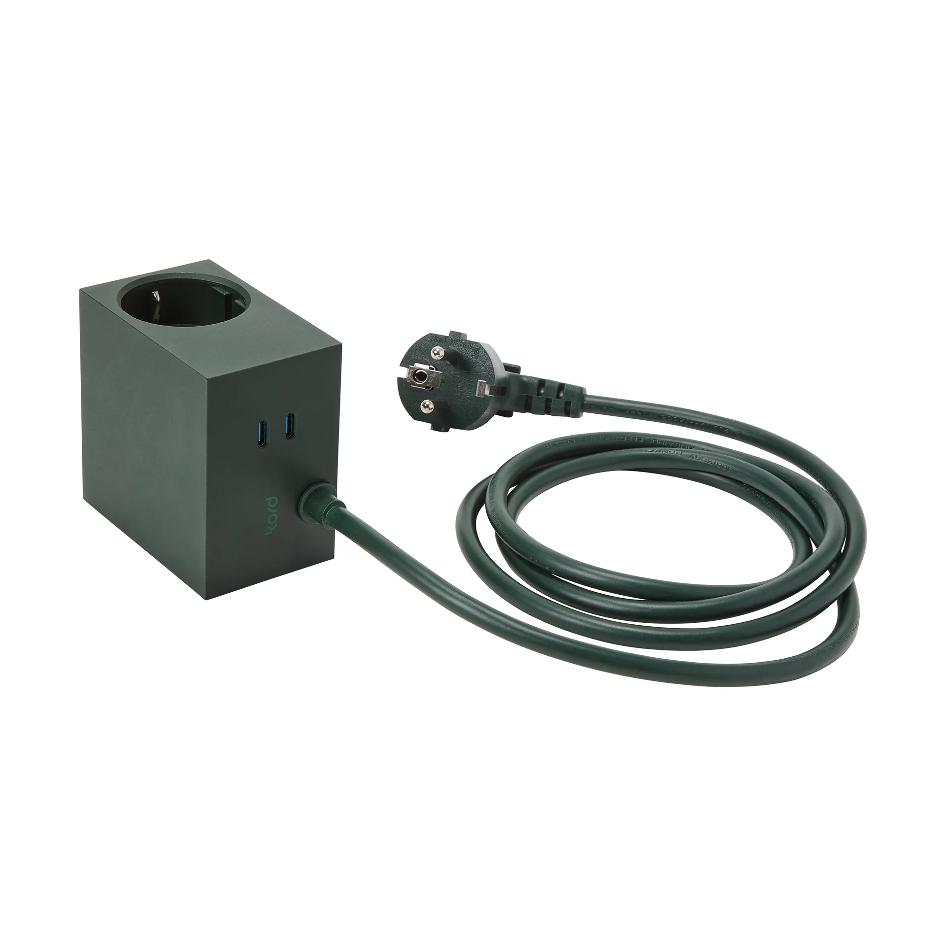 Cuboid+ Steckdose USB-C 30W 2 m, Dark Green Kord