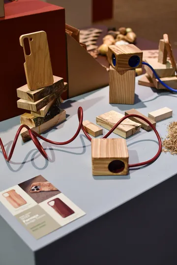Kord x Bark woodencase-Hülle für Cuboid+ Steckdosenleiste - Rinde - Kord