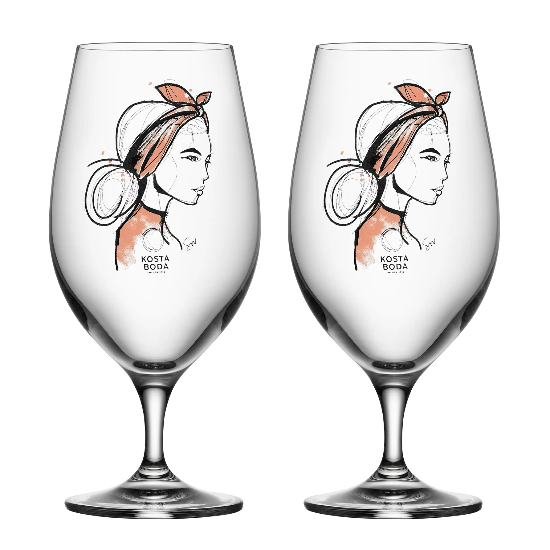 All about you Bierglas 40 cl 2er Pack, Near you beer (rusty orange) Kosta Boda