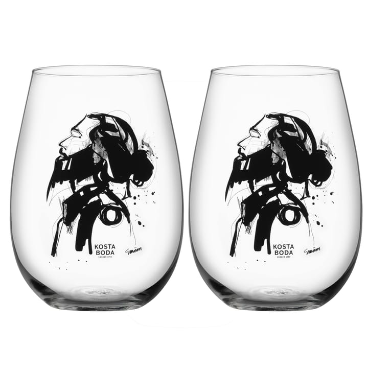 All about you Glas 57 cl 2er Pack - Love him (grau) - Kosta Boda