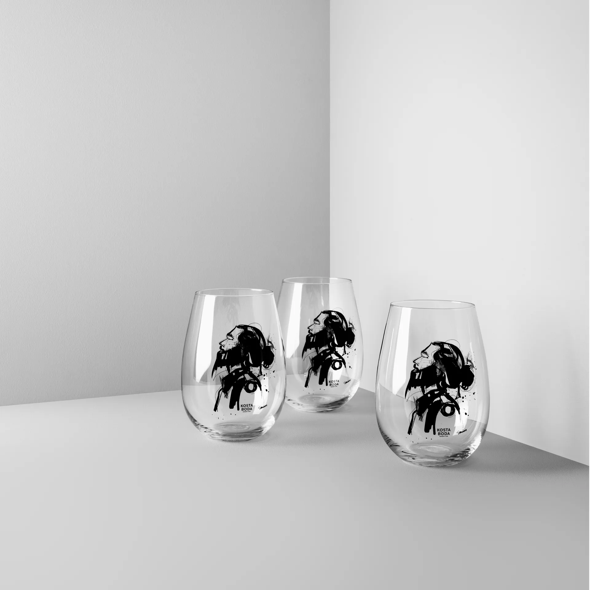 All about you Glas 57 cl 2er Pack, Love him (grau) Kosta Boda
