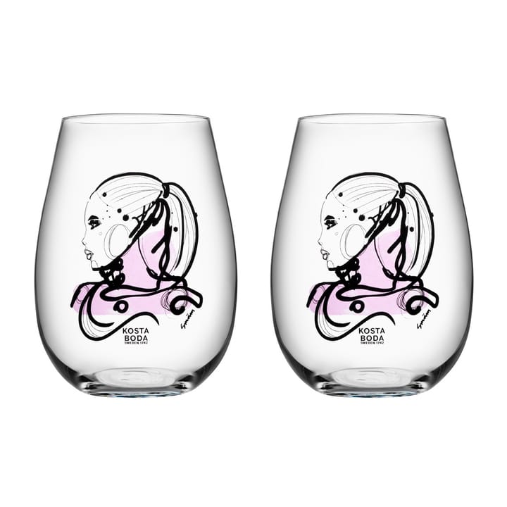All about you Glas 57 cl 2er Pack, Love you (rosa) Kosta Boda