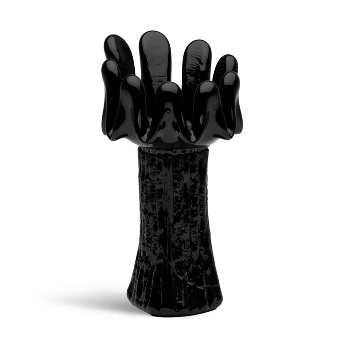Sonnenblumen Windlicht 18 cm - Schwarz - Kosta Boda
