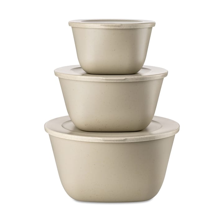 Connect Stockholm Schale mit Deckel 3er Set, Nature desert sand Koziol