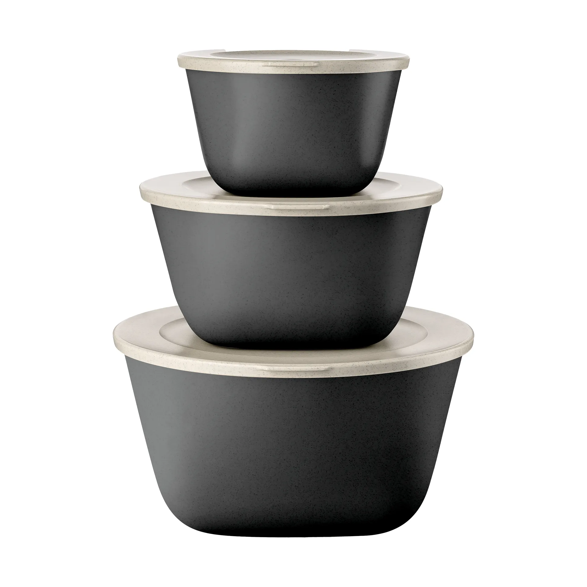 Connect Stockholm Schüssel+Deckel 3-teilig biozirkulärer Thermoplast, Nature ash grey Koziol