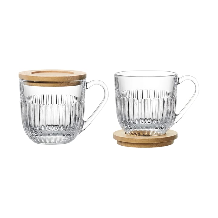 Ouessant Becher mit Deckel/Teller 2er-Pack - Transparent-bambus - La Rochère