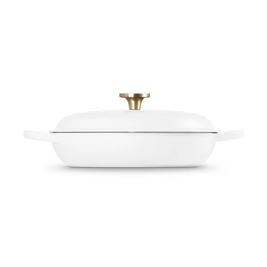 Le Creuset Classic Gusseisen-Buffetbräter mit Glasdeckel, Weiß, 3,5 l Le Creuset