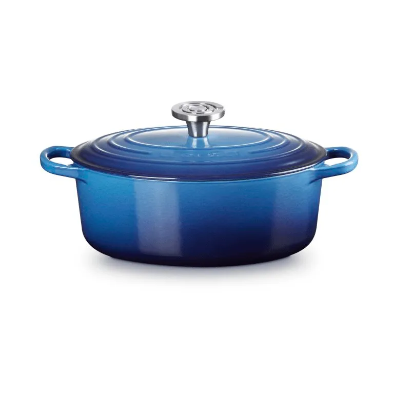 Le Creuset Signature Gusseisen ovale Kasserolle, Azure, 4,1 l Le Creuset