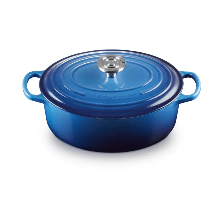 Le Creuset Signature Gusseisen ovale Kasserolle, Azure, 4,1 l Le Creuset