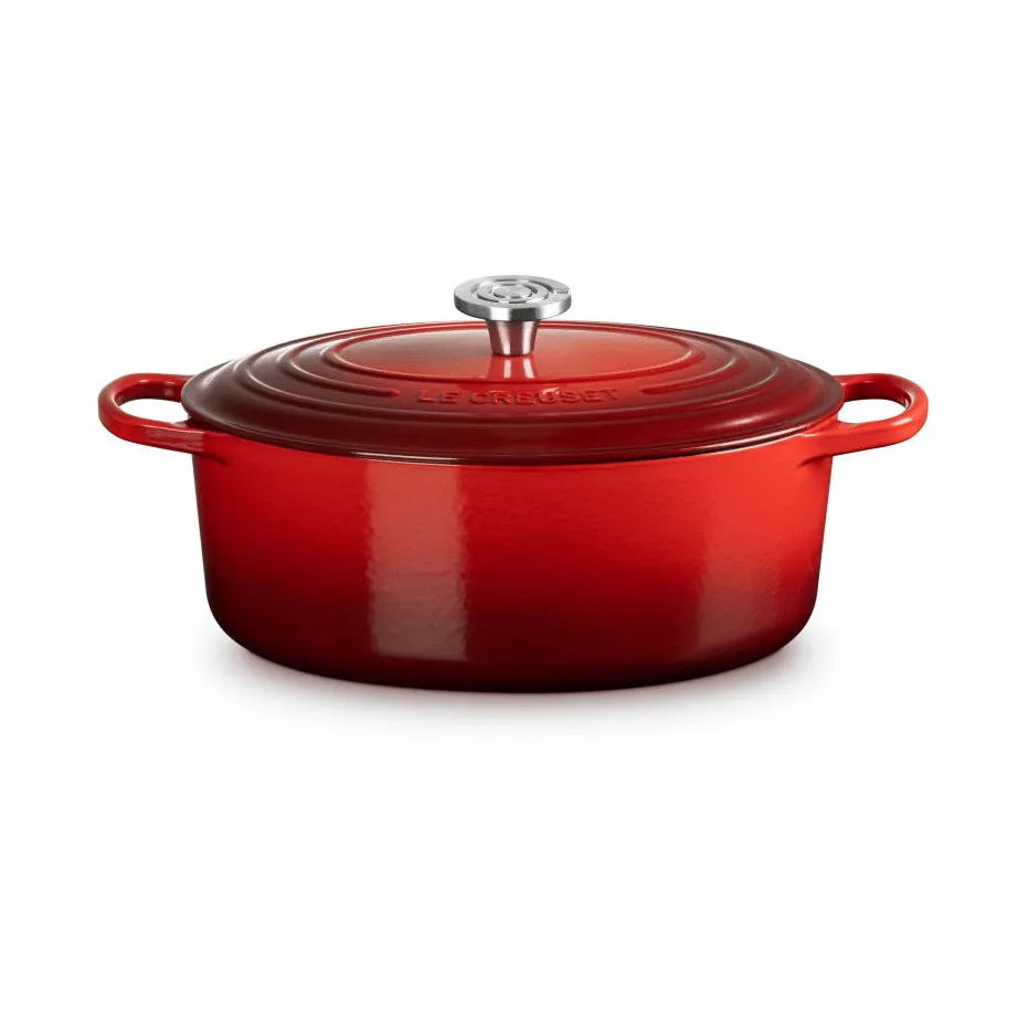 Le Creuset Signature Gusseisen ovale Kasserolle, Kirschrot, 6,3 l Le Creuset