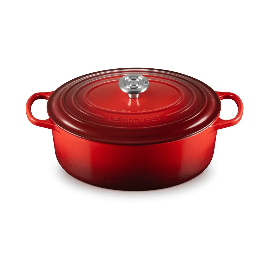 Le Creuset Signature Gusseisen ovale Kasserolle, Kirschrot, 6,3 l Le Creuset