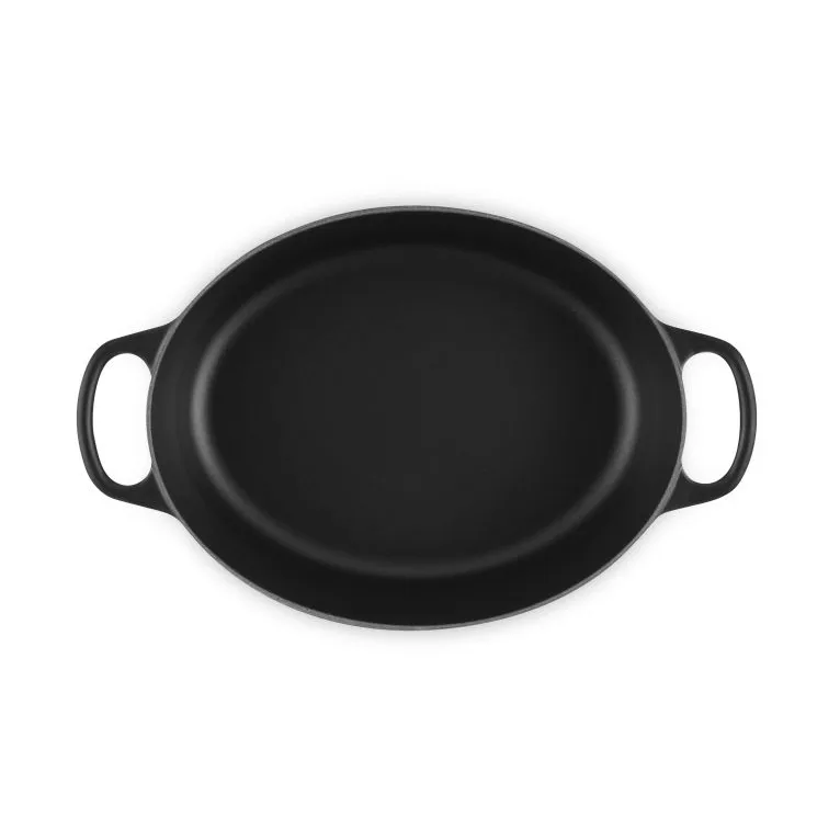 Le Creuset Signature Gusseisen ovale Kasserolle, Matt Schwarz, 4,1 l Le Creuset