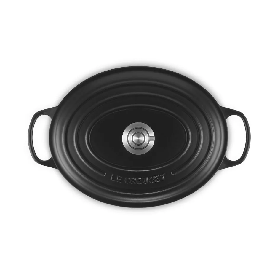 Le Creuset Signature Gusseisen ovale Kasserolle, Matt Schwarz, 6,3 l Le Creuset