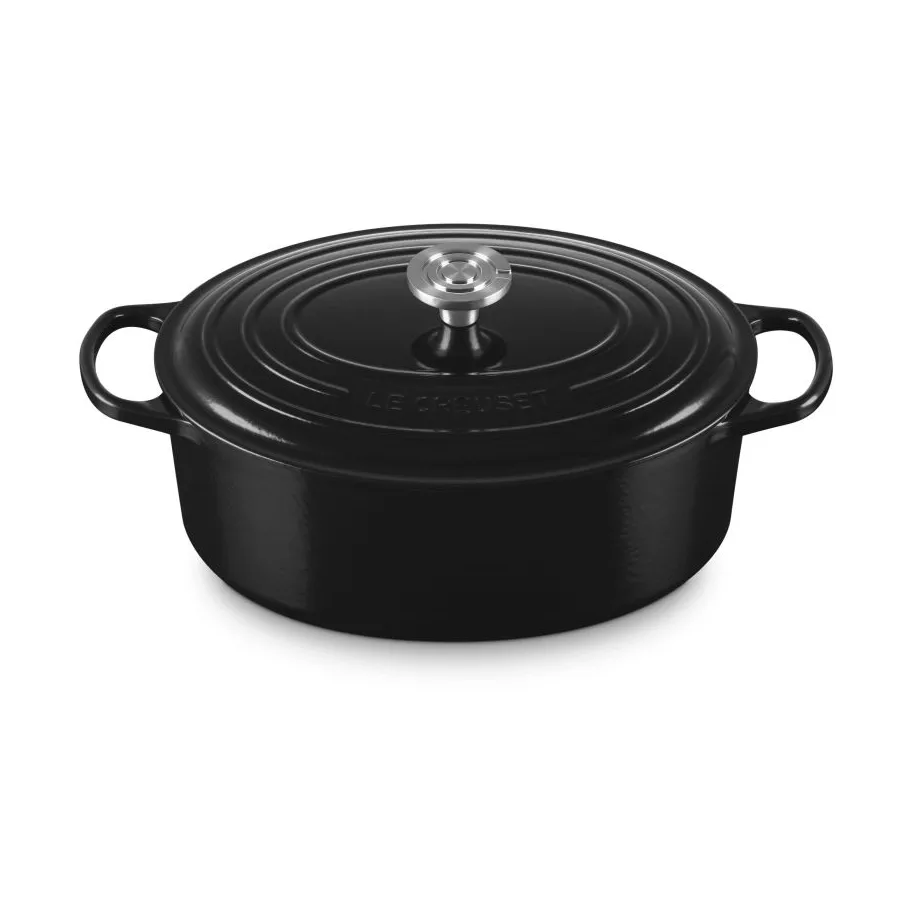 Le Creuset Signature Gusseisen ovale Kasserolle, Schwarz, 6,3 l Le Creuset