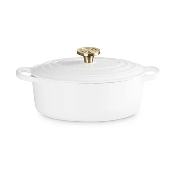 Le Creuset Signature Gusseisen ovale Kasserolle - Weiß, 4,1 l - Le Creuset
