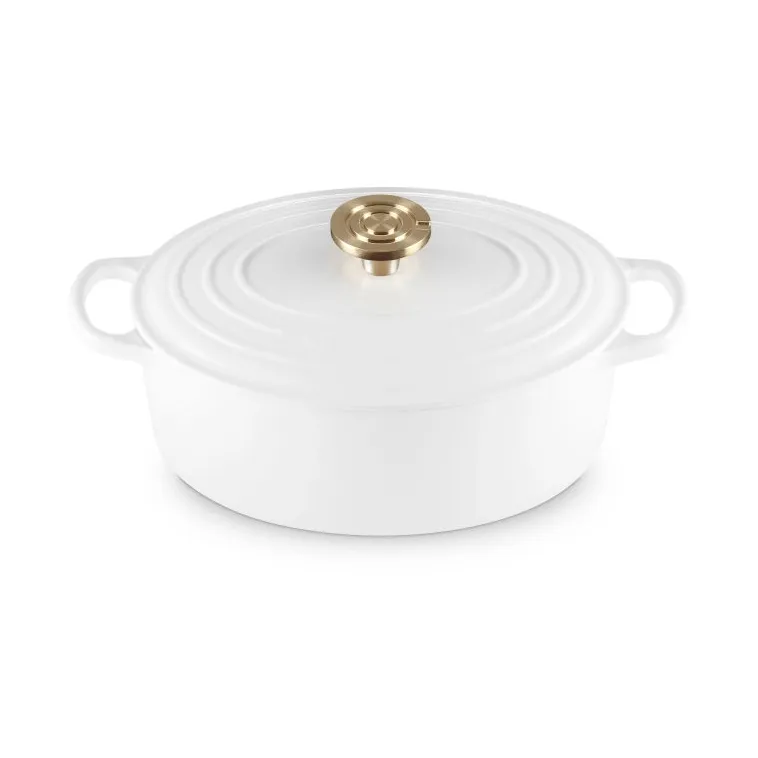 Le Creuset Signature Gusseisen ovale Kasserolle, Weiß, 4,1 l Le Creuset