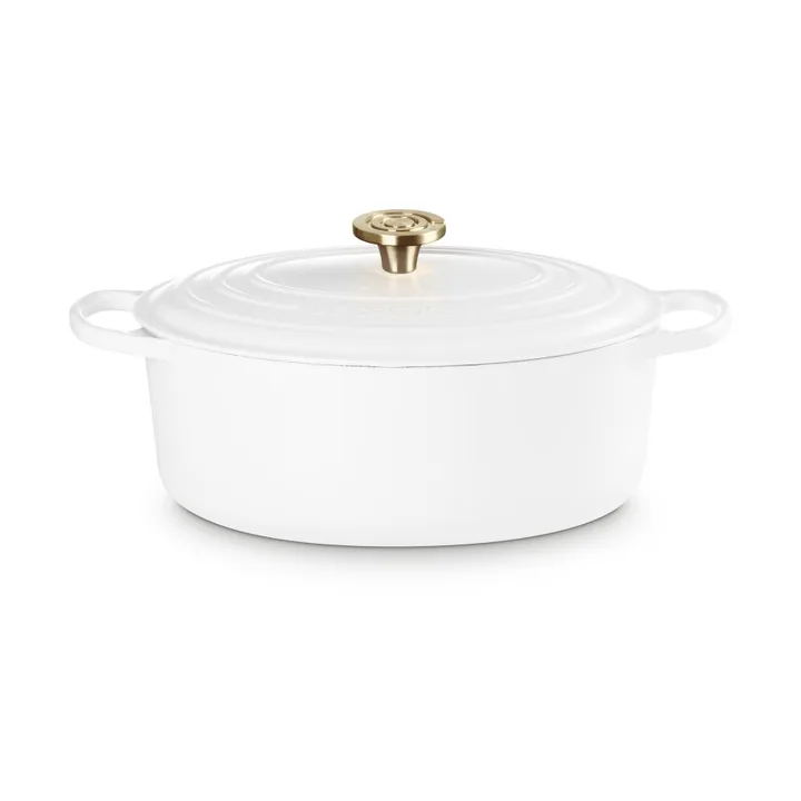 Le Creuset Signature Gusseisen ovale Kasserolle - Weiß, 6,3 l - Le Creuset