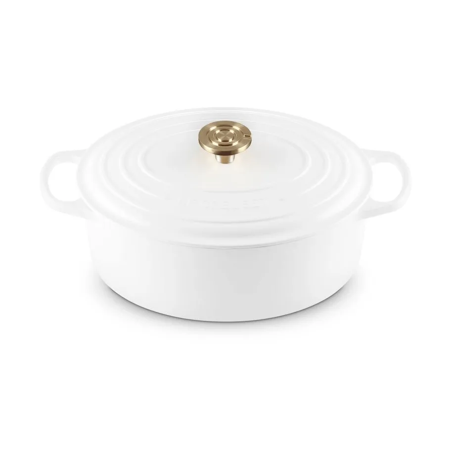 Le Creuset Signature Gusseisen ovale Kasserolle, Weiß, 6,3 l Le Creuset