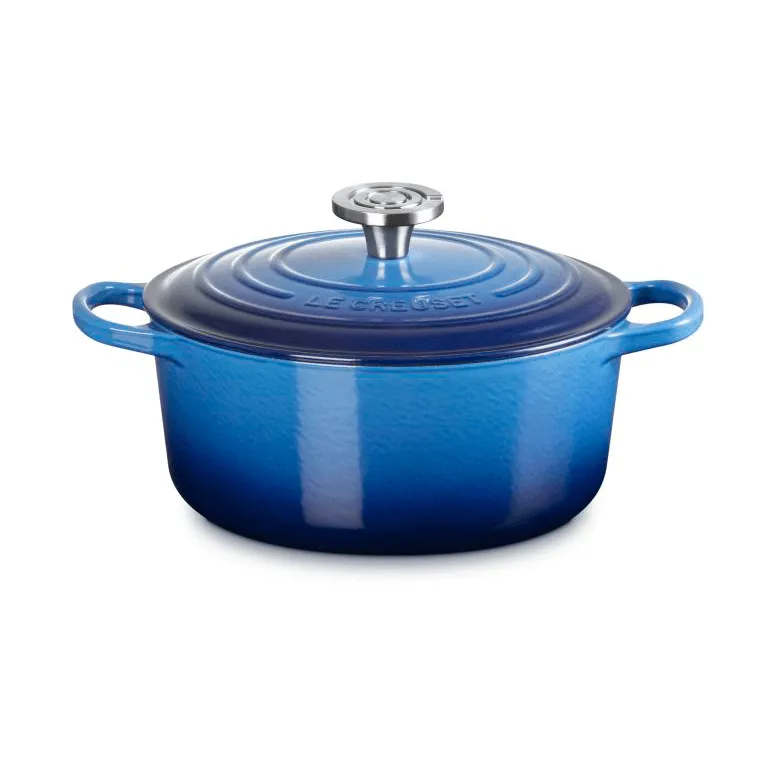 Le Creuset Signature Gusseisen runder Bräter, Azurblau, 4,2 l Le Creuset