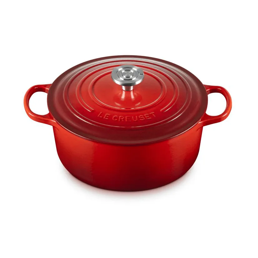 Le Creuset Signature Gusseisen runder Bräter, Kirschrot, 5,3 l Le Creuset