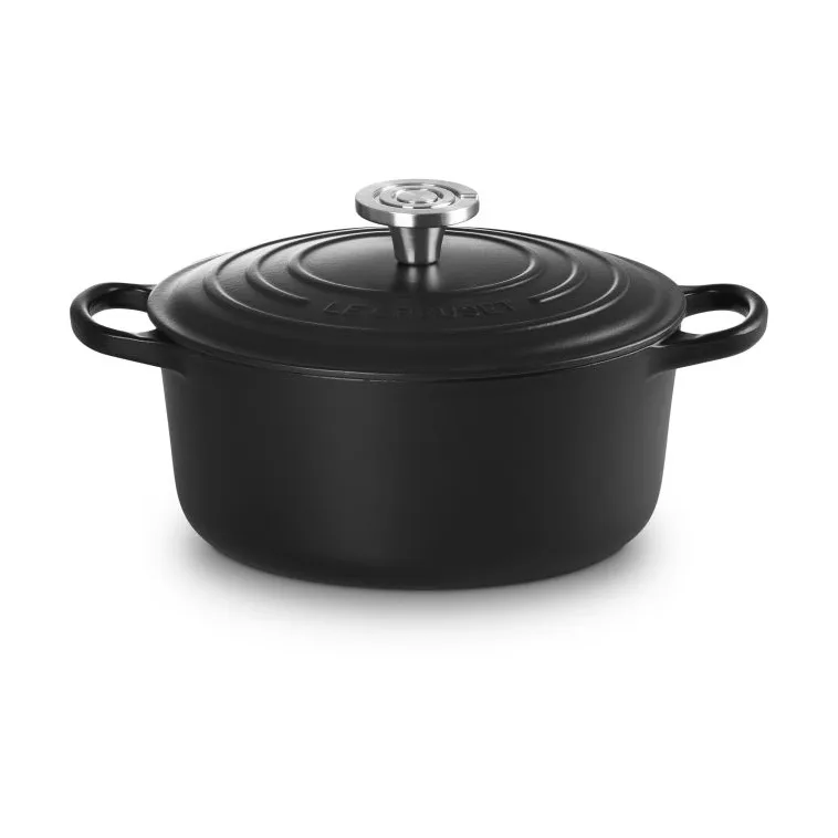 Le Creuset Signature Gusseisen runder Bräter, Matt Schwarz, 4,2 l Le Creuset