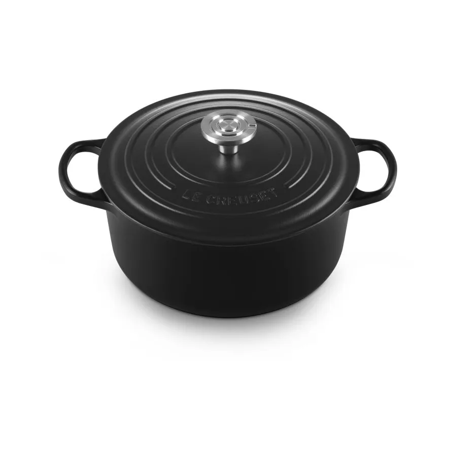 Le Creuset Signature Gusseisen runder Bräter, Matt Schwarz, 5,3 l Le Creuset