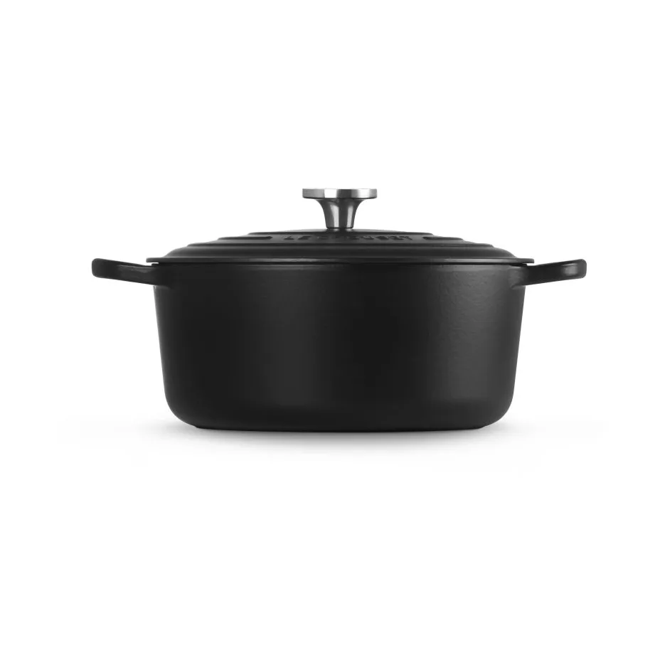 Le Creuset Signature Gusseisen runder Bräter, Matt Schwarz, 6,7 l Le Creuset