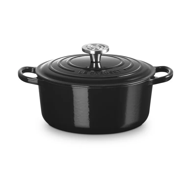 Le Creuset Signature Gusseisen runder Bräter, Schwarz, 4,2 l Le Creuset