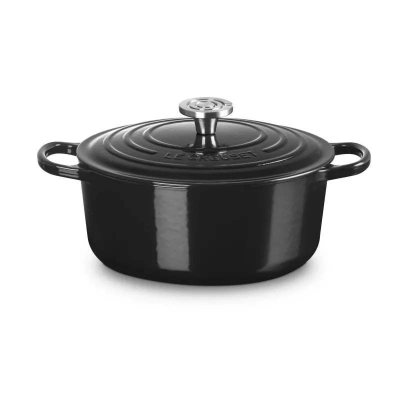 Le Creuset Signature Gusseisen runder Bräter, Schwarz, 5,3 l Le Creuset