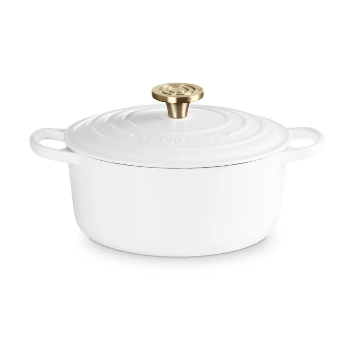 Le Creuset Signature Gusseisen runder Bräter - Weiß, 4,2 l - Le Creuset