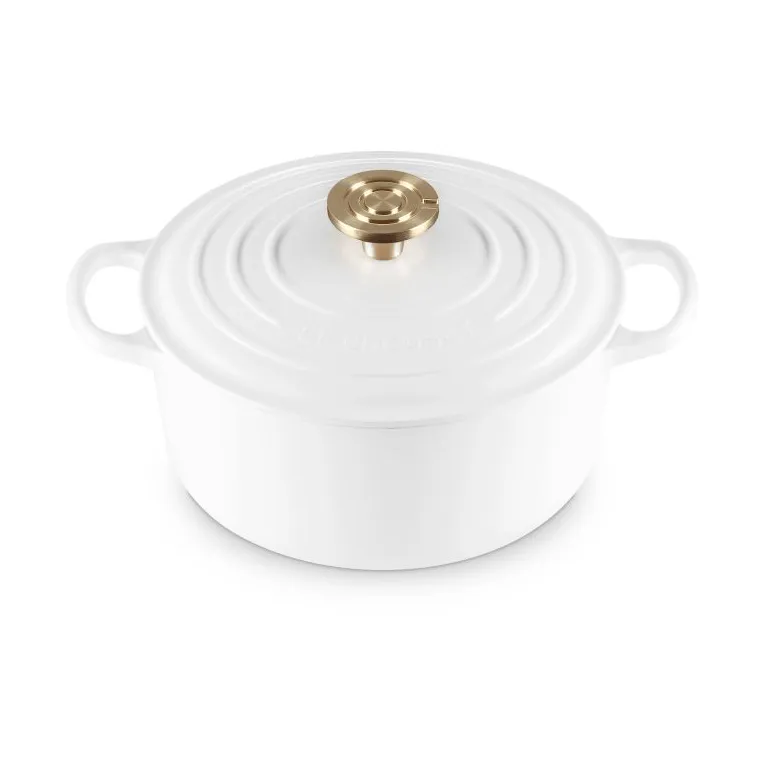 Le Creuset Signature Gusseisen runder Bräter, Weiß, 4,2 l Le Creuset