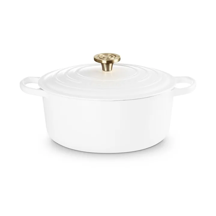 Le Creuset Signature Gusseisen runder Bräter - Weiß, 6,7 l - Le Creuset