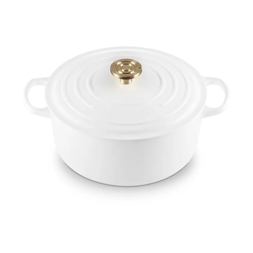 Le Creuset Signature Gusseisen runder Bräter, Weiß, 6,7 l Le Creuset