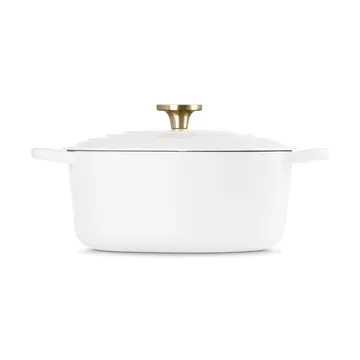 Le Creuset Signature Gusseisen runder Bräter - Weiß, 6,7 l - Le Creuset