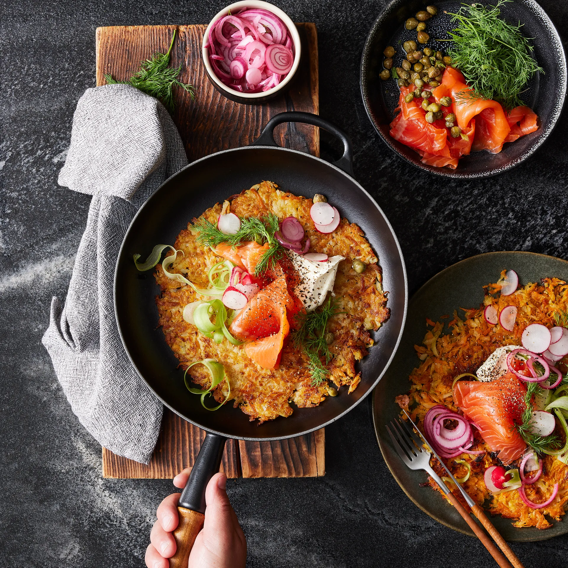 Le Creuset Signature Pfanne Holzgriff 28cm, Bleu Riviera Le Creuset