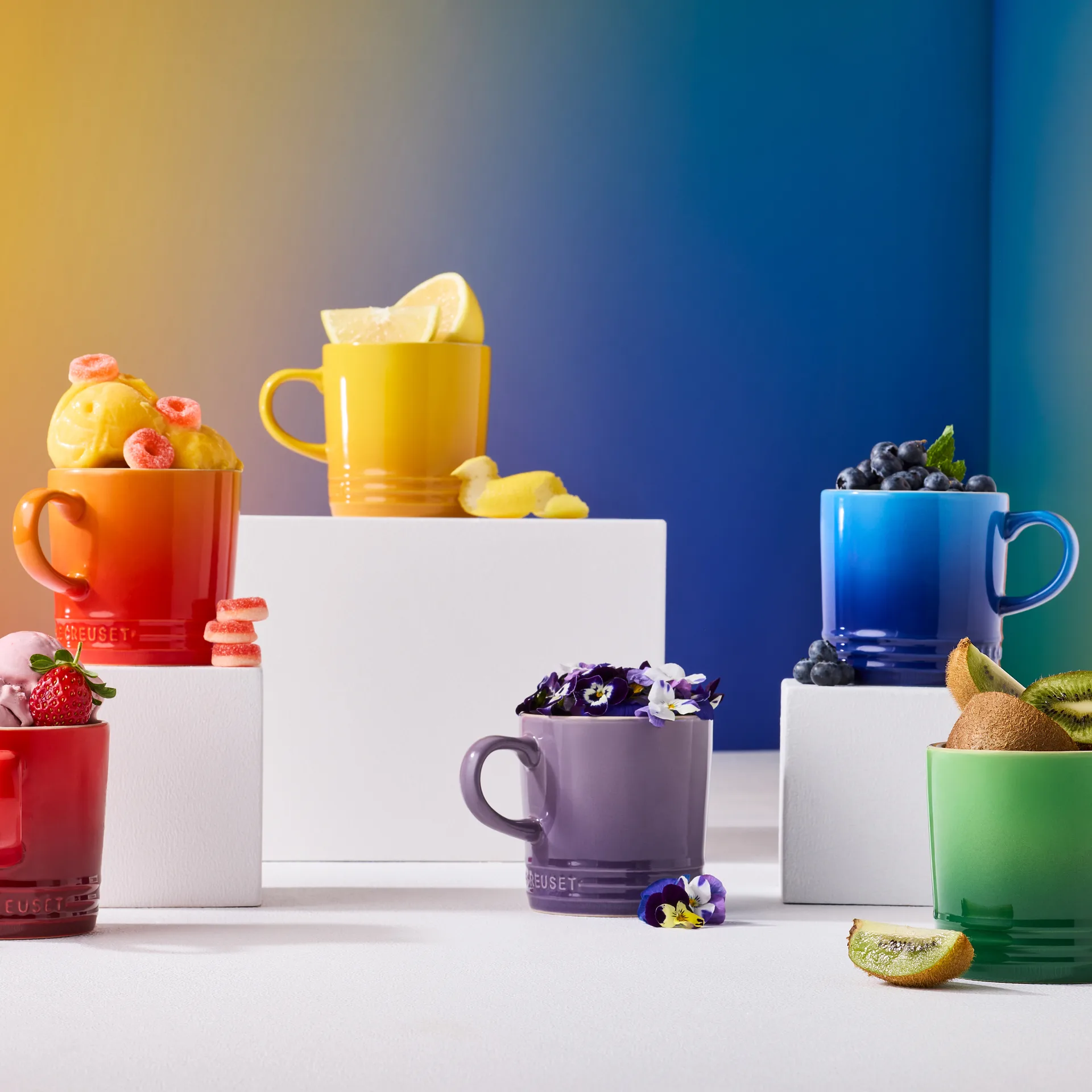 Signature Steingut Becher 6-teilig, Rainbow Le Creuset