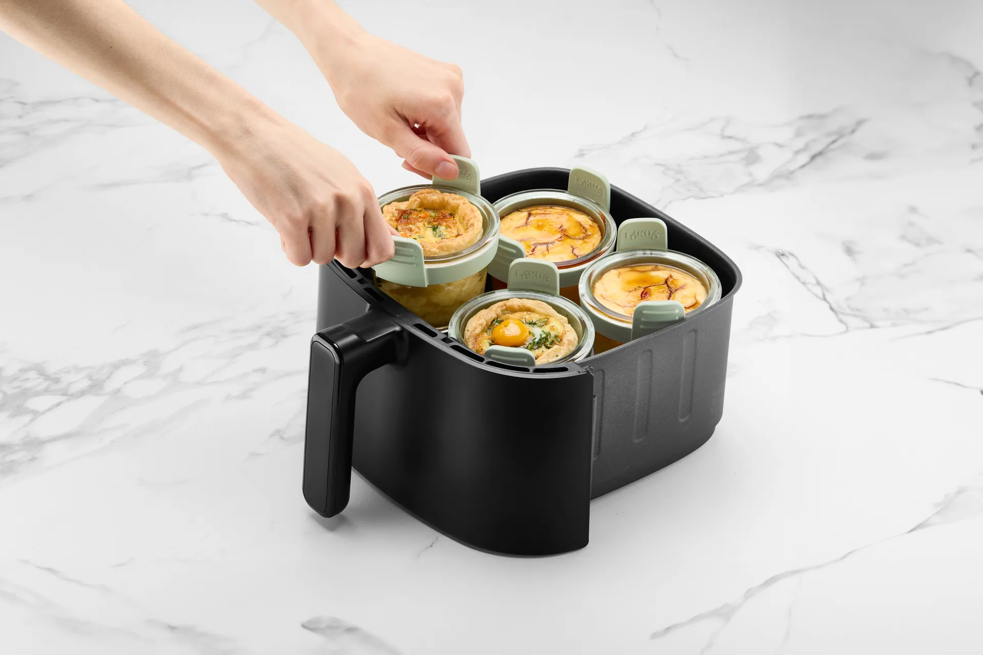 Lékué Air Fryer Glastasse mini 4-teilig, Transparent Lékué