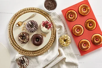 Lékué Donutform Silikon 6 Stk. - Rot - Lékué