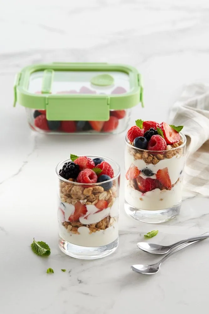 Lékué rechteckige Glas-Lunchbox 0,37 L, Grün Lékué