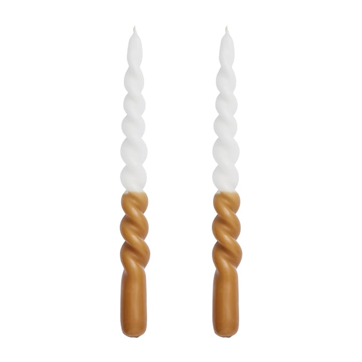 Twisted gedrehte Kerze zweifarbig 25cm 2er Pack, Golden brown-white Lene Bjerre