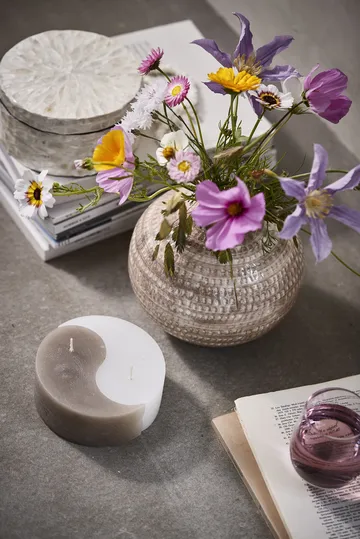 YingYang Blockkerze Ø13cm - Silver grey-white - Lene Bjerre