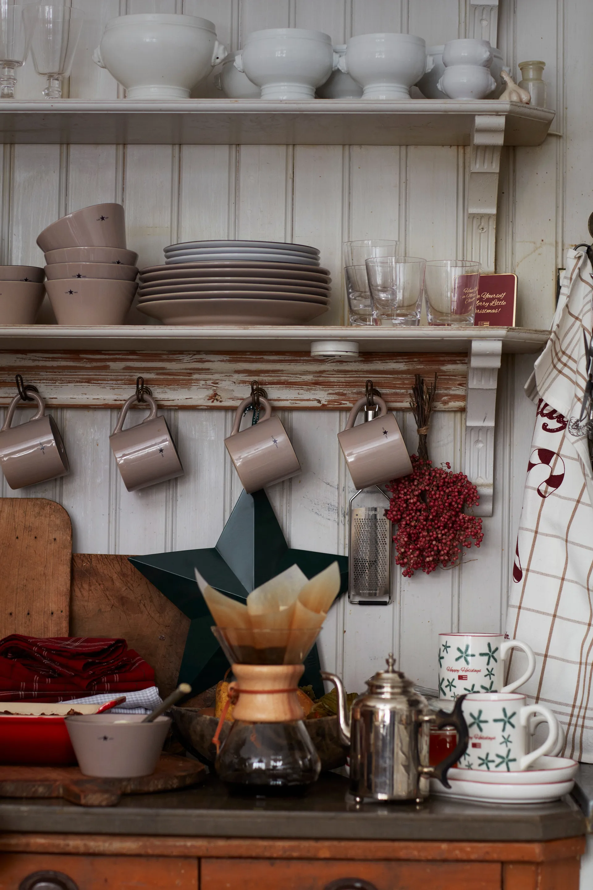 Candy Cane Organic Cotton Geschirrtuch 50 x 70cm, White-beige-gray Lexington