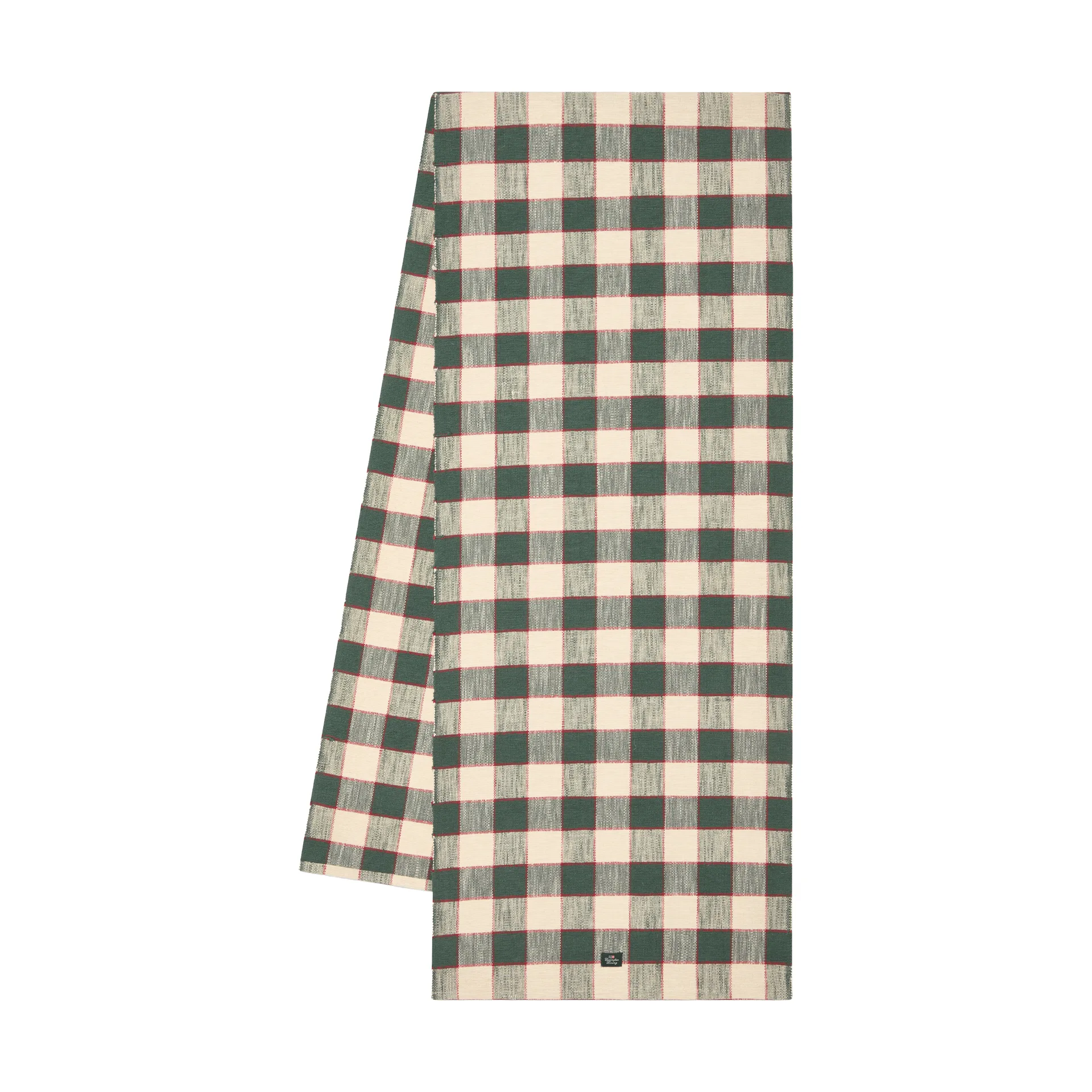Checked biologischer Baumwolle Läufer, Green-Hellbeige-Rot, 50x150 cm Lexington